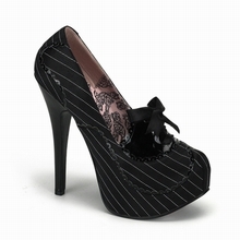 TEEZE-01 - Black Pinstripe Pump with Detail