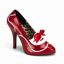 TEMPT-02 - Red Patent Pump with white Detail