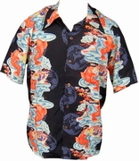 Kalakaua - original Hawaiihemd - Koi Panel - Black