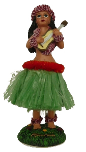 Hula Doll - Hula Girl mit Gitarre - Gr&uuml;n
